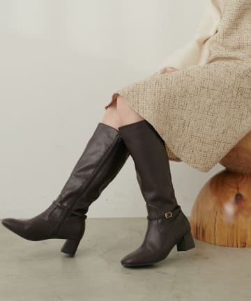 NICE CLAUP / OLIVE des OLIVE OUTLET(ナイスクラップ  / オリーブ デ オリーブ アウトレット) 【natural couture】ベルトデザインロングブーツ