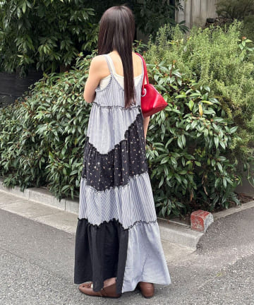 CIAOPANIC(チャオパニック) 【♡15で1500円OFFクーポン！？】アソート柄パッチワークロングキャミワンピース