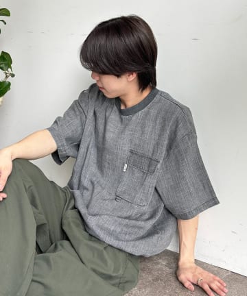 CPCM(シーピーシーエム) ピグメントリネン半袖Tブラウス