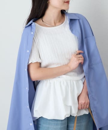 CIAOPANIC TYPY(チャオパニックティピー) 裾バルーンランダムリブ半袖トップス