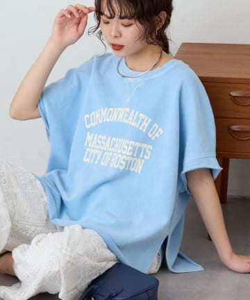 CIAOPANIC TYPY(チャオパニックティピー) アシッド加工裏毛フレンチスリーブロゴトップス