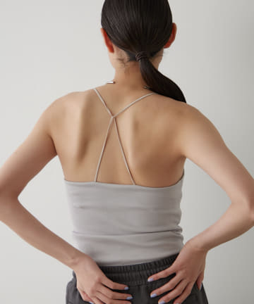 OUTLET(アウトレット) 【earthy_】オーガニックコットンカップ付きバックデザインキャミソール