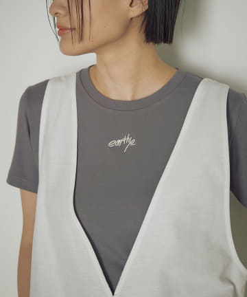 OUTLET(アウトレット) 【earthy_】ロゴ刺繍TEE