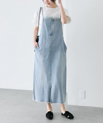PUAL CE CIN(ピュアルセシン) 綿麻デニムジャンパースカート