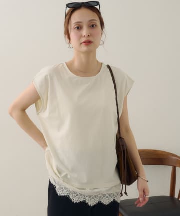 DISCOAT(ディスコート) 【Noka/接触冷感】裾レースフレンチT