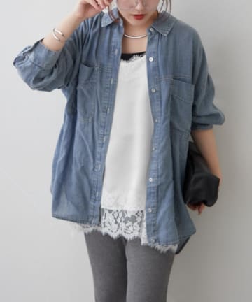 Remind me and forever(リマインドミーアンドフォーエバー) 【夏も着れる】2WAYシアーデニムシャツ