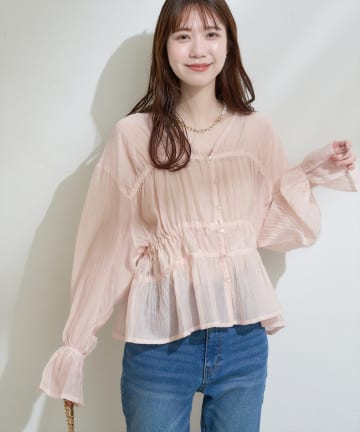 natural couture(ナチュラルクチュール) シャーリングセミシアーブラウス