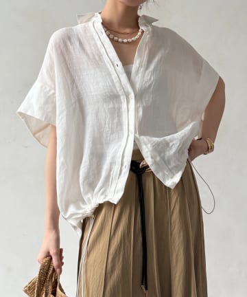 DOUDOU(ドゥドゥ) リネンドロストフレンチシャツ