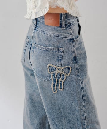 Chico(チコ) ポケットデザインワイドデニム