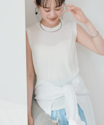 RIVE DROITE(リヴドロワ) 予約【上品な光沢が目を引く】シャイニーノースリTee