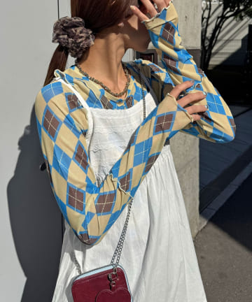 OUTLET(アウトレット) 【Ciaopanic】アーガイル柄シアートップス