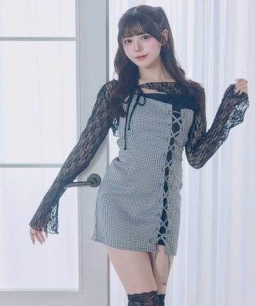 Belle Charme(ベルシャルム) Lace-up Cami Onepice×Bolero Set