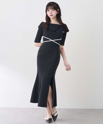 Belle Charme(ベルシャルム) Offshoulder Collar Mermaid Onepiece