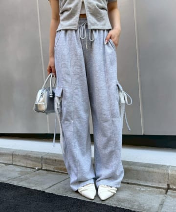 NICE CLAUP / OLIVE des OLIVE OUTLET(ナイスクラップ  / オリーブ デ オリーブ アウトレット) 【continuer】スウェットリボンカーゴパンツ