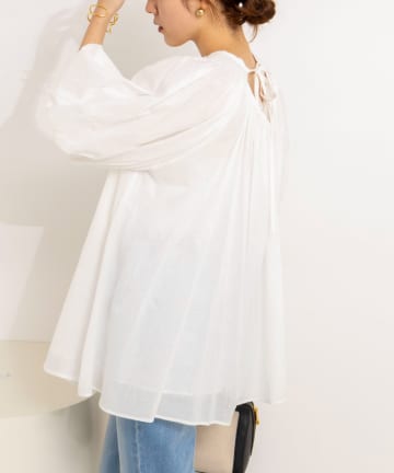 NOLLEY'S(ノーリーズ) ウォッシャブルハンドスモックバルーン袖ブラウス