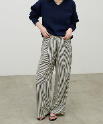 LARUTA(ラルータ) シアーサッカーストライプイージーパンツ