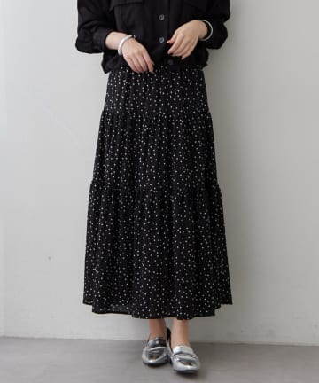 Remind me and forever(リマインドミーアンドフォーエバー) 【トレンドのドット柄】ティアードプリーツスカート