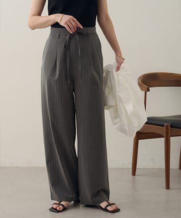DISCOAT(ディスコート) 【Noka】ハイウエストベルト付ワイドパンツ