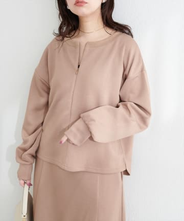 NICE CLAUP / OLIVE des OLIVE OUTLET(ナイスクラップ  / オリーブ デ オリーブ アウトレット) 【natural couture】ハーフジップ付きダンボールプルオーバー