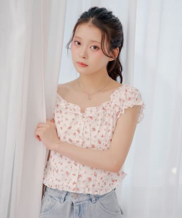 Chico(チコ) コットンレースノースリブラウス