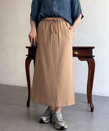 Chez toi(シェトワ) リネンライクウエストテープナロースカート