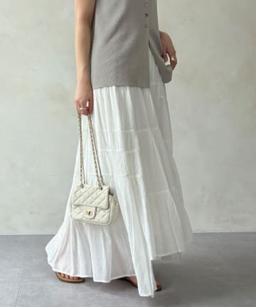 DOUDOU(ドゥドゥ) 【WEB限定】ボイルギャザーティアードスカート