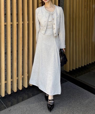 NICE CLAUP / OLIVE des OLIVE OUTLET(ナイスクラップ  / オリーブ デ オリーブ アウトレット) 【one after another】ツイードキャミワンピ