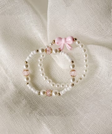 3COINS(スリーコインズ) リボンパールブレス2個セット／KIDS