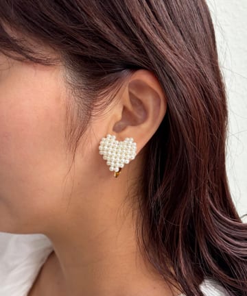 Lattice(ラティス) ハートパールイヤリング