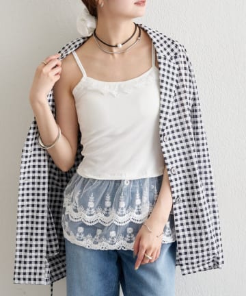 mystic(ミスティック) 《WEB限定》パット付きレースティアードキャミソール