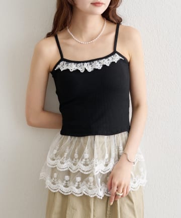 mystic(ミスティック) 《WEB限定》パット付きレースティアードキャミソール