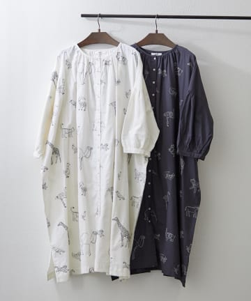 Remind me and forever(リマインドミーアンドフォーエバー) リバイバル【India Serie】アニマル刺繍前開きワンピース