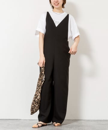 NOLLEY'S(ノーリーズ) ウォッシャブル多機能ツイルサロペットパンツ