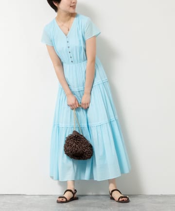 NOLLEY'S(ノーリーズ) ウォッシャブルコットンティアードマキシワンピース