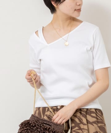 NOLLEY'S(ノーリーズ) ウォッシャブルアシンメトリー2WAYリブTシャツ