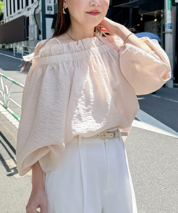 NOLLEY'S(ノーリーズ) ウォッシャブルシアーシルクワッシャーオフショルブラウス
