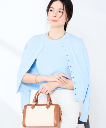 NOLLEY'S(ノーリーズ) 《アンサンブル対応》マルチファンクションハイゲージクルーネックカーディガン