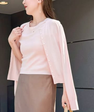 NOLLEY'S(ノーリーズ) 《アンサンブル対応》マルチファンクションハイゲージクルーネックカーディガン