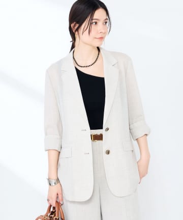 NOLLEY'S(ノーリーズ) 《セットアップ対応》ウォッシャブルリネンライクシアーボイルジャケット