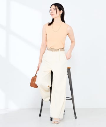 NOLLEY'S(ノーリーズ) ウォッシャブル強撚ツイルワイドパンツ