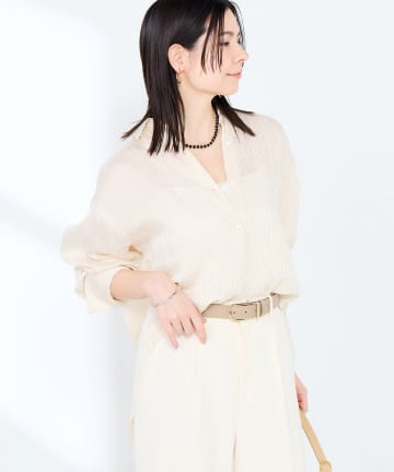 NOLLEY'S(ノーリーズ) ウォッシャブルACARライトストライプ3WAYオーバーシャツ