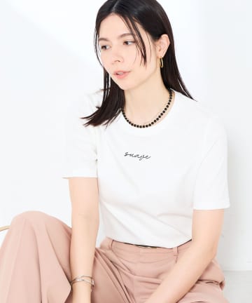 NOLLEY'S(ノーリーズ) 《手洗い可能》W&Wベイシック丈ロゴTシャツ