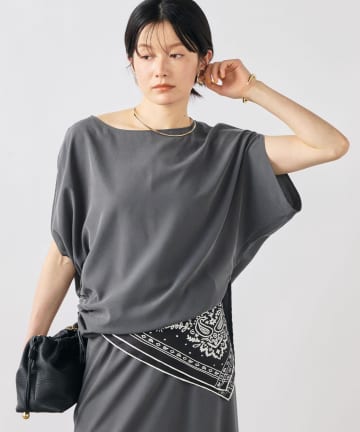 NOLLEY'S(ノーリーズ) 【WEB限定】《セットアップ対応》ウォッシャブルサンドウォッシュアシメブラウス