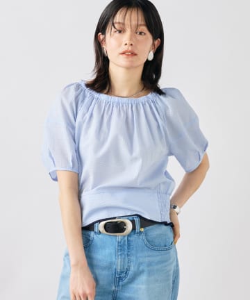 NOLLEY'S(ノーリーズ) ウォッシャブル袖ボリュームサッカーブラウス