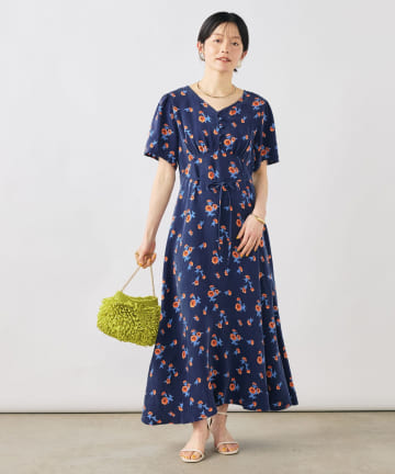 NOLLEY'S(ノーリーズ) ウォッシャブルスカーレット柄ワンピース