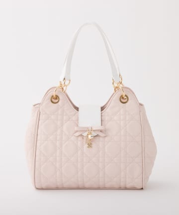 one after another NICE CLAUP(ワンアフターアナザー ナイスクラップ) リボンチャーム付き配色キルティングバッグ