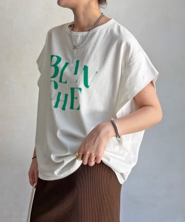 DOUDOU(ドゥドゥ) 【WEB限定】BLANCHEタックスリーブTEE