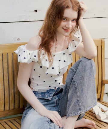 Chico(チコ) 【水着/トップス】フリルオフショルトップス