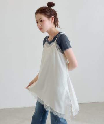 Kastane(カスタネ) レースサテンキャミ