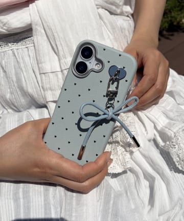 Lattice(ラティス) リボンハートドットスマホケース(iPhone17)